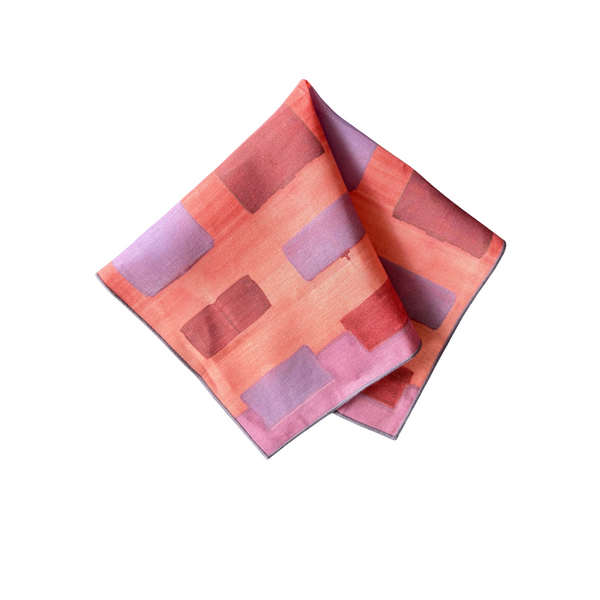 Pink Tapestry linen dinner napkin styled on colorful table setting - Goldie Home